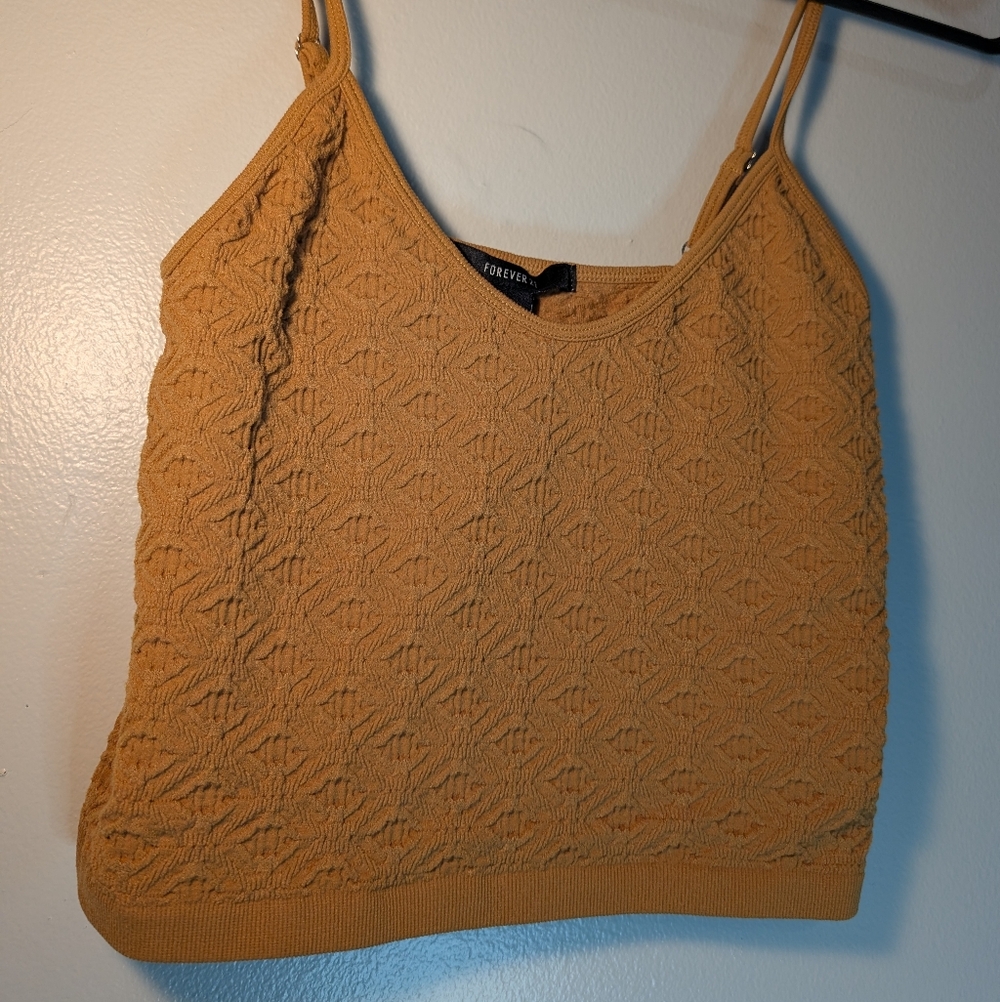 FOREVER 21 Sweetheart Crop Tank Marigold Yellow Stretch Ladies M
